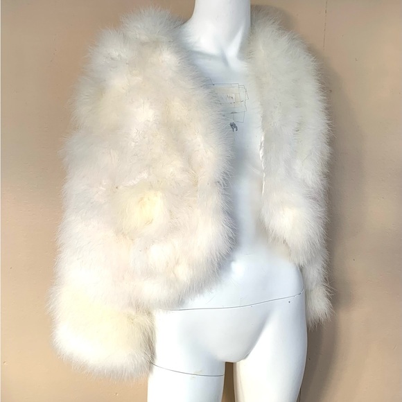 Vintage 70's Marabou Feather Cropped Jacket | Lilli Diamond Ostrich Feather Coat - Picture 5 of 10
